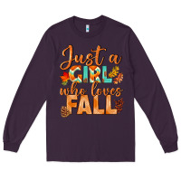 Plum just a girl who loves fall Long Sleeve Tee - BundleAndBundleShop