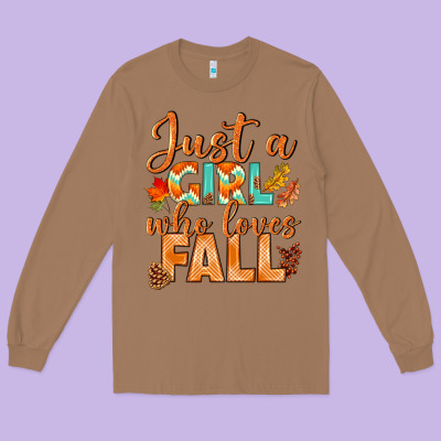 Just A Girl Who Loves Fall Long Sleeve Tee Designed By Bundleandbundleshop