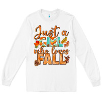 White just a girl who loves fall Long Sleeve Tee - BundleAndBundleShop