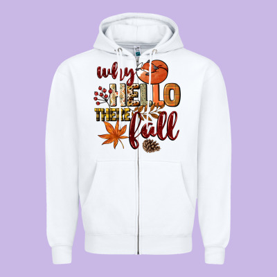 Why Hello There Fall Zipper Hoodie Designed By Nancycooperartshop