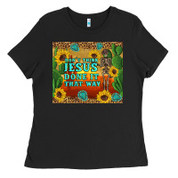 Black don't think jesus done it that way western skeleton cactus Ladies Tee - Artiststas
