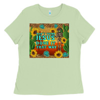 Matcha don't think jesus done it that way western skeleton cactus Ladies Tee - Artiststas