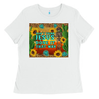 White don't think jesus done it that way western skeleton cactus Ladies Tee - Artiststas