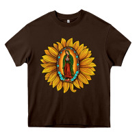 Chocolate Brown our lady of guadalupe sunflower Heavy Core Tee - JahusDesignShop