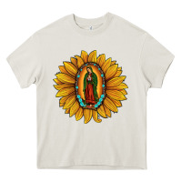 Cream our lady of guadalupe sunflower Heavy Core Tee - JahusDesignShop