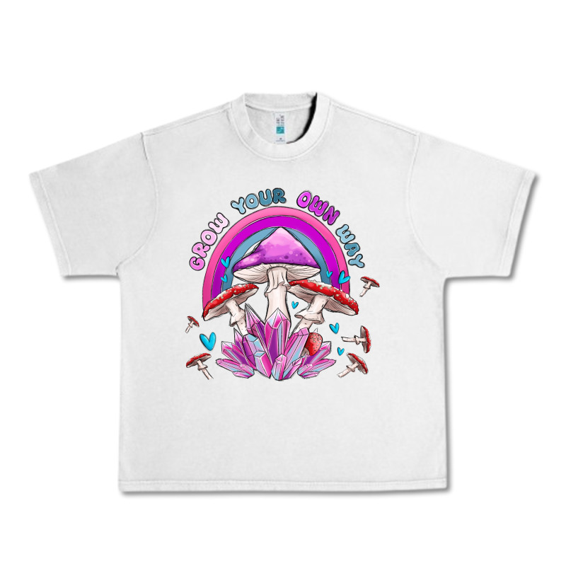 Grow Your Own Way Crystal And Mushroom Urban Heavy Tee by MaliasSmallBusiness | Teevron