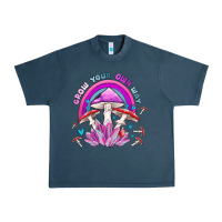 Midnight Navy grow your own way crystal and mushroom Urban Heavy Tee - MaliasSmallBusiness