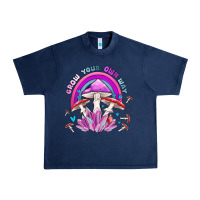 Navy grow your own way crystal and mushroom Urban Heavy Tee - MaliasSmallBusiness