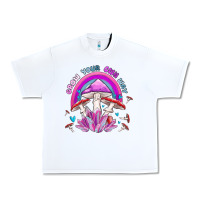 White grow your own way crystal and mushroom Urban Heavy Tee - MaliasSmallBusiness