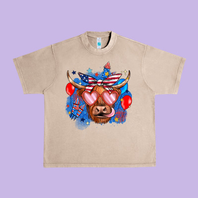 Western America Cow Urban Heavy Tee Designed By Jahusdesignshop