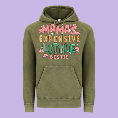 Mamas Expensive Little Bestie Vintage Hoodie Designed By Maliassmallbusiness