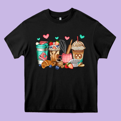 Baking Coffee Cups Heavy Core Tee Designed By Jasminsmagicworld