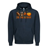 Navy Tis' the season Zipper Hoodie - NancyCooperArtShop