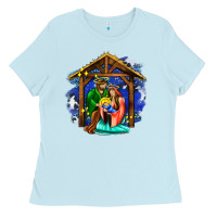 Baby Blue jesus and mary with god Ladies Tee - AdoDesignShop