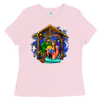 Bubblegum Pink jesus and mary with god Ladies Tee - AdoDesignShop