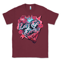 Burgundy lets go girls pink Classic Tee - NancyCooperArtShop
