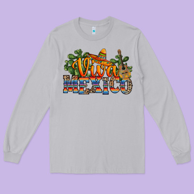 Viva Mexico Long Sleeve Tee Designed By Ranaportraitstore