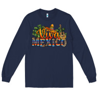 Navy viva mexico Long Sleeve Tee - RanaPortraitStore