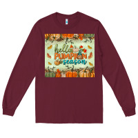 Burgundy hello pumpkin season tumbler Long Sleeve Tee - BundleAndBundleShop