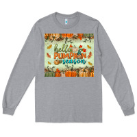 Heather Grey hello pumpkin season tumbler Long Sleeve Tee - BundleAndBundleShop