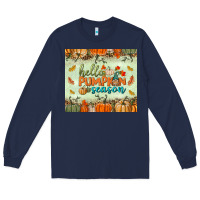 Navy hello pumpkin season tumbler Long Sleeve Tee - BundleAndBundleShop