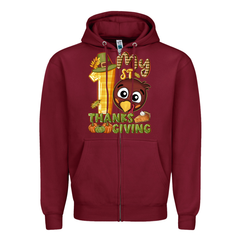 My 1st Thanksgiving With Turkey Zipper Hoodie by NancyCooperArtShop | Teevron