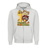 Dove Grey My 1st Thanksgiving with turkey Zipper Hoodie - NancyCooperArtShop