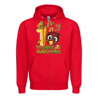 Red My 1st Thanksgiving with turkey Zipper Hoodie - NancyCooperArtShop
