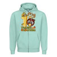 Seafoam My 1st Thanksgiving with turkey Zipper Hoodie - NancyCooperArtShop