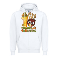 White My 1st Thanksgiving with turkey Zipper Hoodie - NancyCooperArtShop