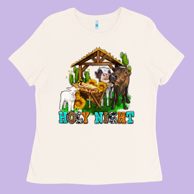 Holy Nıght Cows And Sunflowers Ladies Tee Designed By Adodesignshop