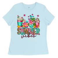 Baby Blue summer vibes coffee cups Ladies Tee - Jasminsmagicworld