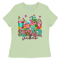 Matcha summer vibes coffee cups Ladies Tee - Jasminsmagicworld