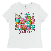 White summer vibes coffee cups Ladies Tee - Jasminsmagicworld