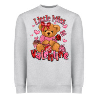 Heather Grey little miss valentine teddy bear Heavyweight Sweatshirt - LillyAllenDesigns