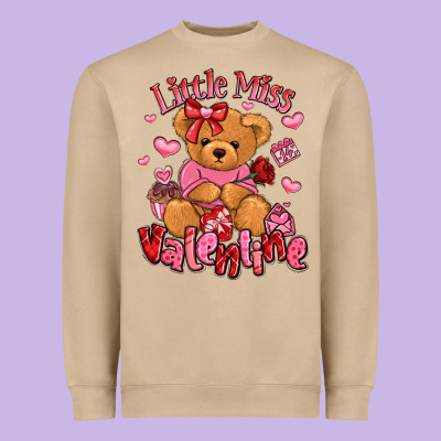 Little Miss Valentine Teddy Bear Heavyweight Sweatshirt Designed By Lillyallendesigns