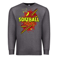 Charcoal Heather Softball vibes lightning bolt Premium Sweatshirt - HowdyJamesFarm