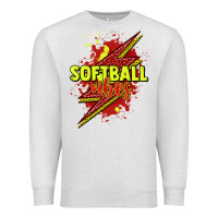 Oatmeal Heather Softball vibes lightning bolt Premium Sweatshirt - HowdyJamesFarm