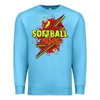Ocean Blue Softball vibes lightning bolt Premium Sweatshirt - HowdyJamesFarm