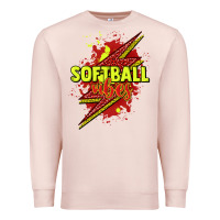Pale Pink Softball vibes lightning bolt Premium Sweatshirt - HowdyJamesFarm