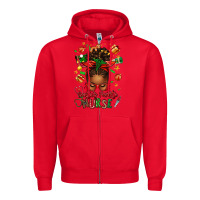 Red santa's favorite nurse afro messy bun Zipper Hoodie - texasbilliewilder