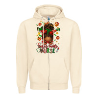 Sandshell santa's favorite nurse afro messy bun Zipper Hoodie - texasbilliewilder