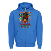 True Royal santa's favorite nurse afro messy bun Zipper Hoodie - texasbilliewilder