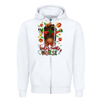 White santa's favorite nurse afro messy bun Zipper Hoodie - texasbilliewilder