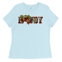Baby Blue Christmas Howdy Bronco Rodeo Ladies Tee - JahusDesignShop