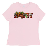 Bubblegum Pink Christmas Howdy Bronco Rodeo Ladies Tee - JahusDesignShop
