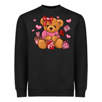 Black valentines day teddy bear Heavyweight Sweatshirt - LillyAllenDesigns