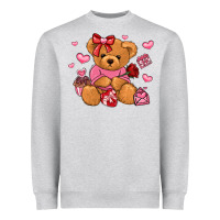 Heather Grey valentines day teddy bear Heavyweight Sweatshirt - LillyAllenDesigns