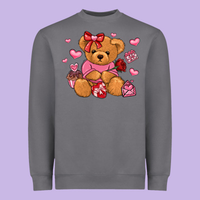 Valentines Day Teddy Bear Heavyweight Sweatshirt Designed By Lillyallendesigns