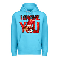 Ocean Blue I gnome you with roses Valentine's Day Premium Hoodie - HowdyJamesFarm